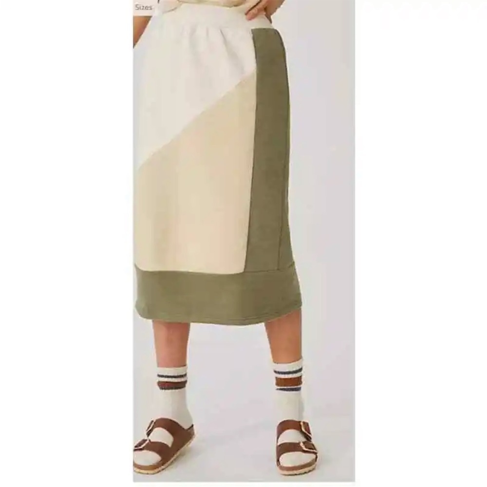 DAILY Practice By Anthropologie Color Blocked Midi Skirt Nwt New Size Xs Green - Picture 3 of 8